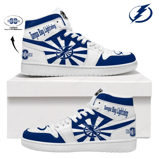 [SUPER SALE] NEW CUSTOMIZED NHL12 TB LIGHTNING AIR JORDAN SNEAKERS