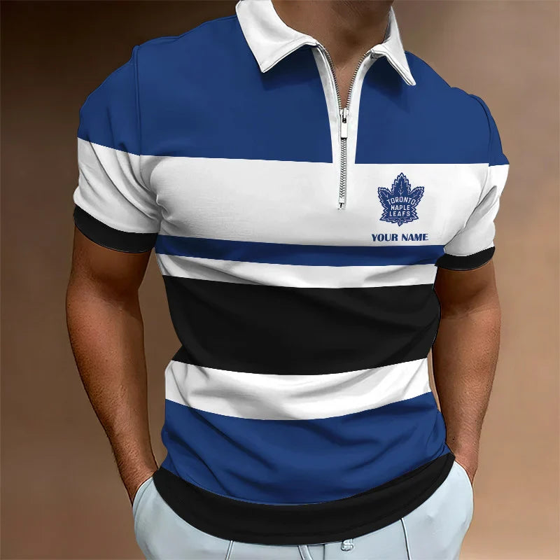 [SUPER SALE ] NEW CUSTOMIZED NHL23 TML TORONTO MAPLE LEAFS ZIP POLO SHIRT