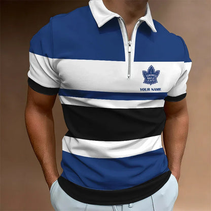 [SUPER SALE ] NEW CUSTOMIZED NHL23 TML TORONTO MAPLE LEAFS ZIP POLO SHIRT