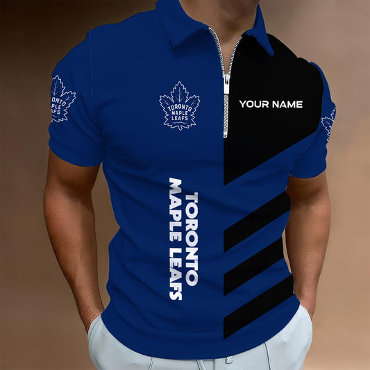 LIMITED EDITION - NEW CUSTOMIZED NHL23 TML TORONTO MAPLE LEAFS ZIP POLO SHIRT
