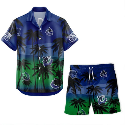 LIMITED EDITION - NEW CUSTOMIZED NHL19 VANCOUVER CANUCKS UNISEX HAWAIIAN SHIRT & SHORTS SET