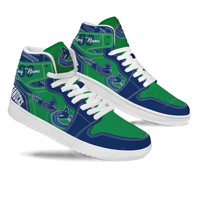 [SUPER SALE] NEW CUSTOMIZED NHL19 VC CANUCKS AIR JORDAN SNEAKERS