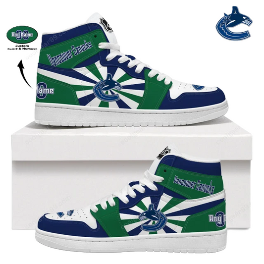 [SUPER SALE] NEW CUSTOMIZED NHL19 VC CANUCKS AIR JORDAN SNEAKERS