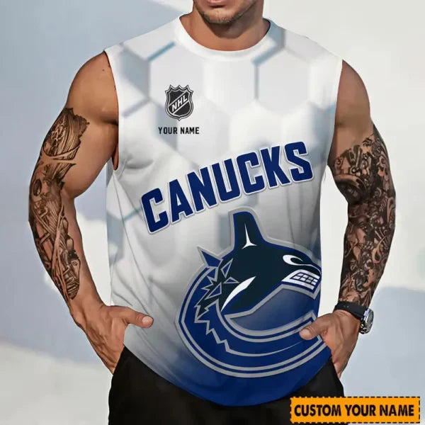 LIMITED EDITION - NEW CUSTOMIZED NHL19 VCC VANCOUVER CANUCKS TANK TOP & GYM SHIRT