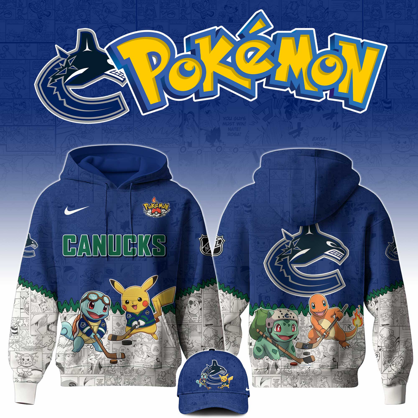 LIMITED EDITION - NEW CUSTOMIZED NHL19 VANCOUVER CANUCKS X POKÉMON T-SHIRT, SWEATSHIRT, HOODIE & ZIP HOODIE