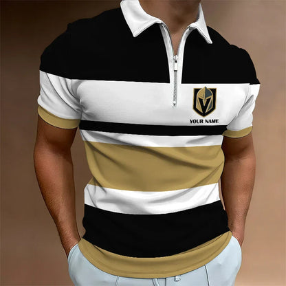 [SUPER SALE ] NEW CUSTOMIZED NHL04 VGK VEGAS GOLDEN KNIGHTS ZIP POLO SHIRT