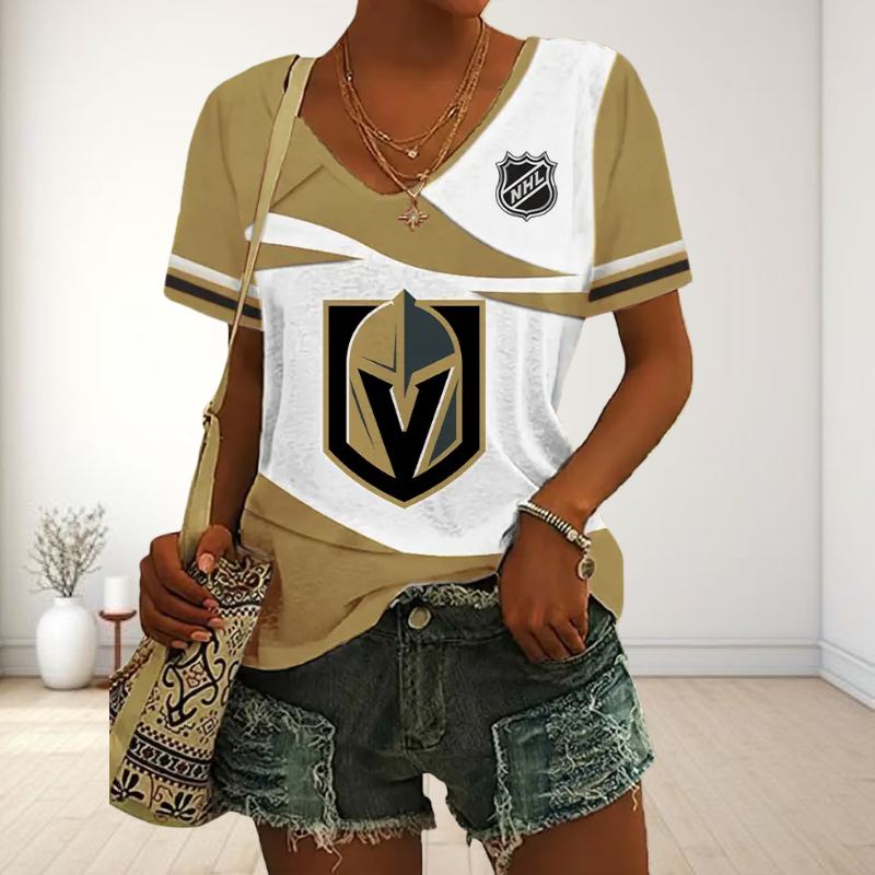 [SUPER SALE] NEW CUSTOMIZED NHL04 VGK VEGAS GOLDEN KNIGHTS V-NECK FEMALE SHIRT