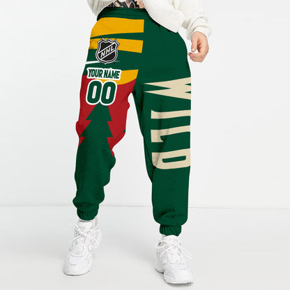 LIMITED EDITION - NEW CUSTOMIZED NHL13 MNW MINNESOTA WILD LONG PANTS