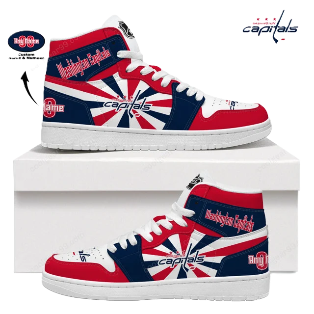 [SUPER SALE] NEW CUSTOMIZED NHL10 WS CAPITALS AIR JORDAN SNEAKERS