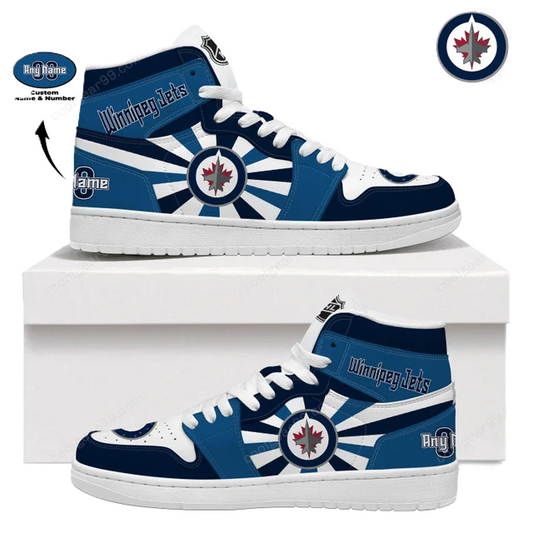 [SUPER SALE] NEW CUSTOMIZED NHL21 WN JETS AIR JORDAN SNEAKERS