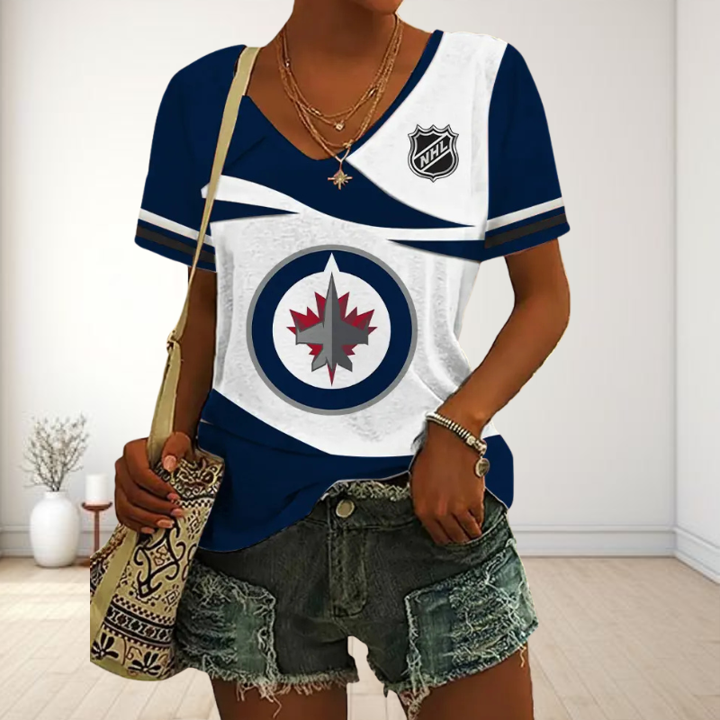 [SUPER SALE] NEW CUSTOMIZED NHL21 WPJ WINNIPEG JETS V-NECK FEMALE SHIRT