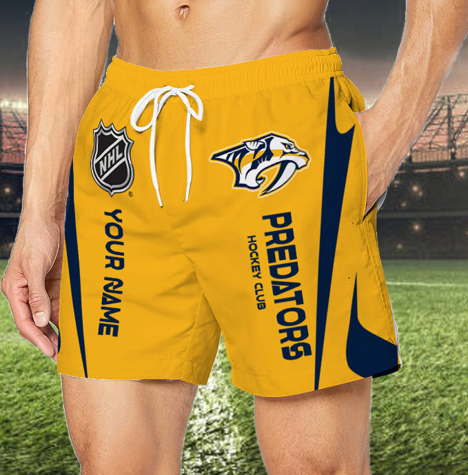 LIMITED EDITION - NEW CUSTOMIZED NHL31 NVP NASHVILLE PREDATORS UNISEX SHORT PANTS