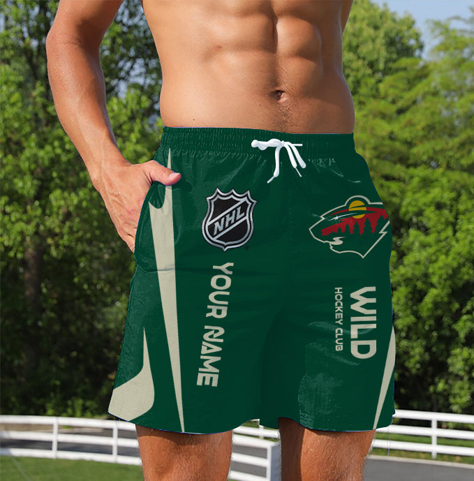 LIMITED EDITION - NEW CUSTOMIZED NHL13 MNW MINNESOTA WILD UNISEX SHORT PANTS